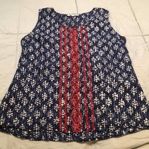 solitaire womens sleeveleas top embroidered scoop neck size large